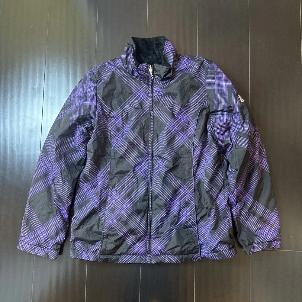 ZeroXPosur Womens M Purple Reversable Fleece Lining Jacket PVC Coating Polyester